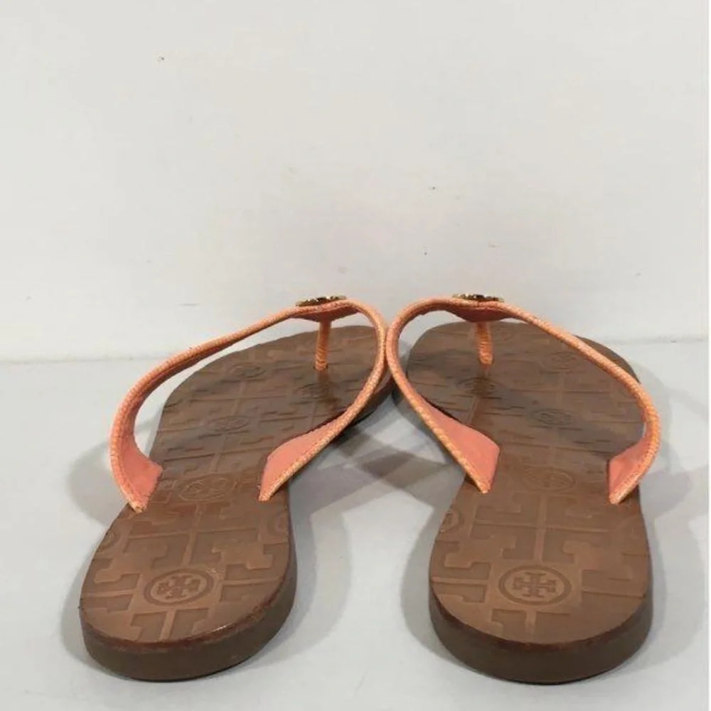 Women’s Tory Burch Orange Leather Thong Flats Sandals Size 8M